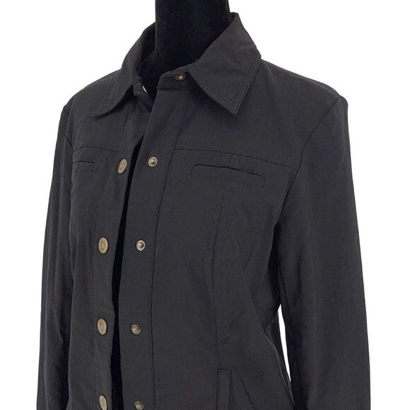 Dalia Womens Long Sleeve Collared Rayon Blend Button Front Jacket Black Size 4 - Picture 3 of 8